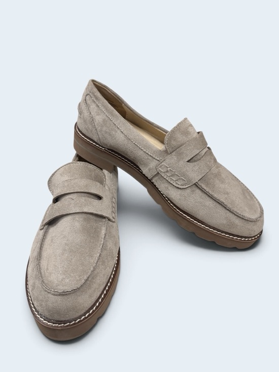 Anne Klein Shoes - Anne Klein Emmylou Waterproof Suede Penny Loafers - Taupe size 7.5
